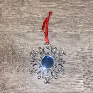 Lenox Bejeweled Snowflake Silverplate Christmas Tree Ornament Sapphire Blue